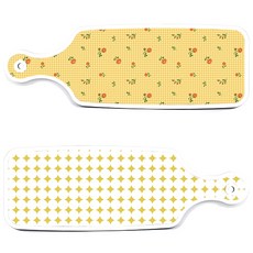 Roem Design 上菜砧板 2入 圓形圖案粉彩黃色組, 圓形圖案粉彩黃色, 梔子花色花朵格紋, 1套