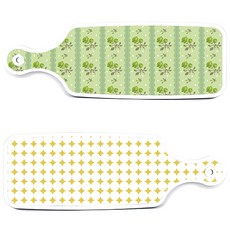 Roem Design 上菜砧板 2入 圓形圖案粉彩黃色組, 圓形圖案粉彩黃色, 綠玫瑰, 1套