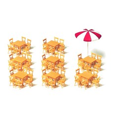 PREISER 複製品 1/87 桌椅陽傘人偶套組 PRS172019FG, 1套