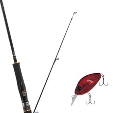 Won Da Avalon捲線式擬餌釣竿 662M+Damiki DC-100硬餌擬餌 55mm307D RED CRAW, 1套