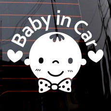 JEJEDECO 圓滾滾寶寶汽車貼紙, 白色, 1個