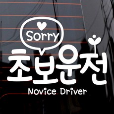 제제데코 문구쏘리 초보 자동차 스티커, 화이트, 1개