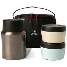 스위스밀리터리 OKK 보온 도시락 세트 470ml, 펄키블랙, 1세트