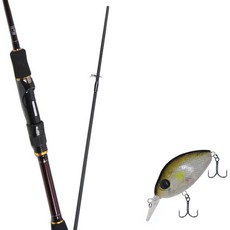 Won Da Besta路亞竿 662MLSP+Damiki DC-200硬餌路亞 55mm 304H SP AYU, 1套