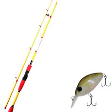 APIS BASS GAME XT 路亞釣竿 黃色 + DAMIKI DC-200 硬餌路亞 55mm 268H GHOST AYU, 1套