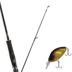 Won Da Avalon捲線器擬餌釣竿 662ML+Damiki DC-200硬餌擬餌 55mm 236H BLACK GOLD HOLO, 1套