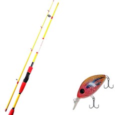 APIS Bass Game XT 路亞釣竿 黃色 + DAMIKI DC-200 硬餌路亞 55mm 216H APACHE, 1套