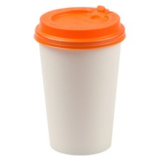 커피촌 무지 종이컵 13oz 100p + 개폐형 오렌지 뚜껑 100p, 100개