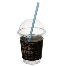 커피촌 투명 PET 아이스컵+돔뚜껑+홀더+빨대, 410ml, 100개, 1세트