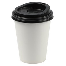 커피촌 무지 종이컵 8oz 100p + 일반형 검정 뚜껑 100p, 1세트