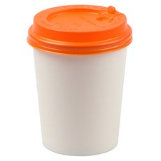 커피촌 무지 종이컵 10oz 100p + 개폐형 오렌지 뚜껑 100p, 1세트