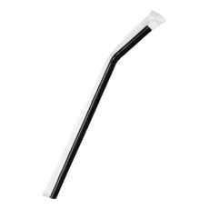 커피촌 스트로우 7mm x 210mm 주름 검정 개별포장, 1개입, 500개