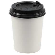 커피촌 무지 종이컵 10oz 100p + 개폐형 검정 뚜껑 100p, 1세트