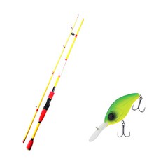 Apis Bass Game XT 路亞釣竿 黃色 + Damiki DC-400 硬餌路亞 70mm 206D MAT TIGER, 1套