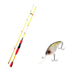 APIS BASSGAME XT 路亞釣竿 黃色 + DAMIKI DC-400 硬餌路亞 70mm 311H NATURAL LIST, 1套