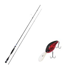 Aomax Neo Black Spinning Type擬餌竿 S-702ML+Damiki DC-300硬餌擬餌 55mm 307D RED CRAW, 1套