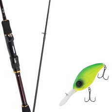 Won Da Besta路亞竿 662MSP+Damiki DC-400硬餌路亞 70mm 206D MAT TIGER, 1套