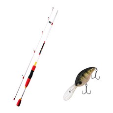 Apis Bass Game XT 路亞釣竿 白色 + Damiki DC-300 硬餌路亞 55mm 305H SUN FISH, 1套