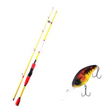 Apis Bass Game XT 路亞釣竿 黃色 + Damiki DC-400 硬餌路亞 70mm 316H RED GILL, 1套