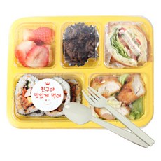 피크닉하우스 어린이5칸도시락 6p + 친구야원형스티커 6p + 스푼포크 6set, 1세트