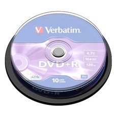 버바팀 DVD+R 공디스크 16X 4.7GB 10p + 케이크통, 1개