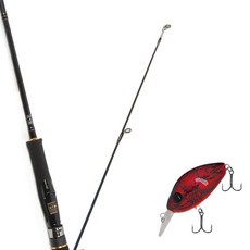 Won Da Avalon捲線式擬餌釣竿 662ML+Damiki DC-200硬餌擬餌 55mm 307D RED CRAW, 1套