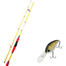 Apis Bass Game XT 路亞釣竿 黃色 + Damiki DC-300 硬餌路亞 55mm 304H SP AYU, 1套
