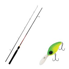 Apice Fire Storm浴缸擬餌釣竿 S662ML+Damiki DC-300硬餌擬餌 55mm 206D MAT TIGER, 1套