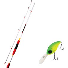 Apis Bass Game XT 路亞釣竿 白色 + Damiki DC-300 硬餌路亞 55mm 206D MAT TIGER, 1套