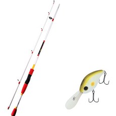 APIS BASS GAME XT 路亞釣竿 白色 + DAMIKI DC-300 硬餌路亞 55mm 005 AYU, 1套