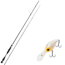 Aomax Neo Black捲線器型擬餌釣竿 S-702ML+Damiki DC-300硬餌擬餌 55mm 001 YELLOW HEAD, 1套