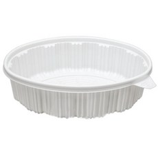 모든팩 일회용 타원 찜 용기 대 350 x 250 x 80 mm 백색, 1개입, 200개