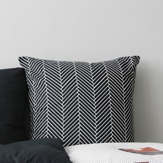 BO WELL 黑色方形抱枕套坐墊套, 溫柔的人字形