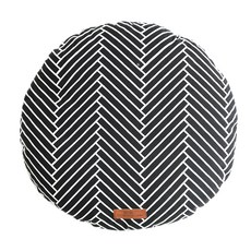 BO WELL 黑色圓形抱枕套, 溫柔的人字形