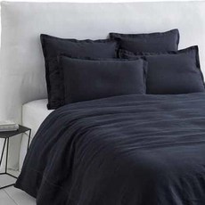 라흐두뜨 심플 린넨 자수 이불커버 F696654, grey black