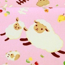 KIYOHARA棉質Okiniiri羊牧場布料, 粉色的