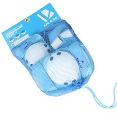 VLLU 미니1 아동용 좌우 보호대 무릎 + 손목 + 팔꿈치, 블루, 1개