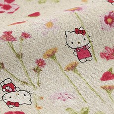 KIYOHARA Hello Kitty花卉棉麻布, 金成