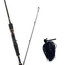Won Da Avalon擬餌竿 632M 路亞餌+Damiki Skirt Bait DF Touch Jig 10.7g, 01 黑色 + 黑色