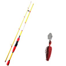 APIS BASS GAME XT 路亞竿 + Damiki 膠裙擬餌 Tramble 鉛頭鉤 14.2g, 釣竿(黃色), 鉛頭鉤(04 CLOWN)