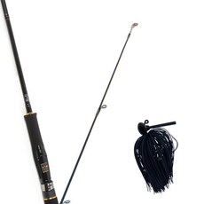 Won Da Avalon路亞竿 702M Spinning+Damiki Skirt Bait DF Touch Jig 10.7g, 01 黑色 + 黑色