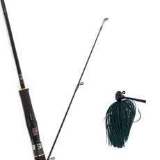 Won Da Avalon路亞竿 602M Spinning+Damiki Skirt Bait DF Touch Jig 10.7g, 02 綠色 + 黑色