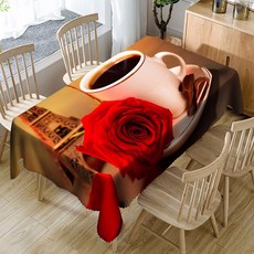 ECODY 滿版花卉造型桌巾, 玫瑰咖啡, 153 x 260 厘米