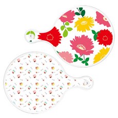 Loem 국화핑크화이트 원형 서빙 도마 2p 세트, 국화핑크화이트, 케익, 1세트