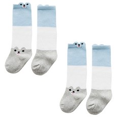 지지에스 배색 애니멀 페이스 니삭스 아기양말 2p