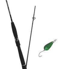 Won Da Marisol捲線器擬餌釣竿 602L+Damiki Pika湯匙金屬亮片擬餌 A TYPE 2.8g 011 PEARL GREEN, 1套