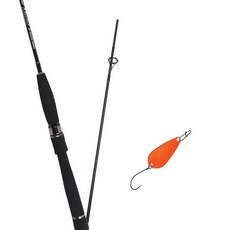 Won Da Marisol捲線器擬餌釣竿 602L+Damiki Pika勺形金屬亮片擬餌 A TYPE 2.8g 006 NEON ORANGE, 1套