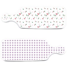 Roem Design 上菜砧板 2件組 圓形圖案 粉彩紫套組, 圓形圖案粉彩紫, 紫紅色玫瑰白色, 1套