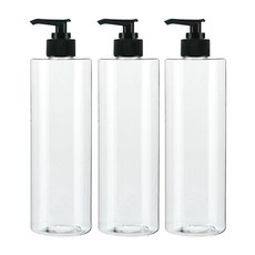 Glassdomae ATL500 透明廚房按壓瓶 高點設計 黑色瓶蓋空瓶, 黑色瓶蓋透明瘦瓶, 500ml, 3個