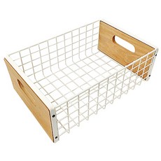 索菲亞木柄提籃 W, 白色, 1個